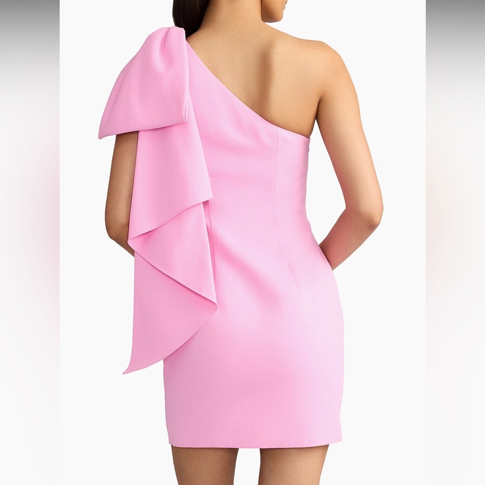 Wicked x Zac Posen Bow One-Shoulder Minidress in Blossom Pink Size 12 - Picture 3 of 14
